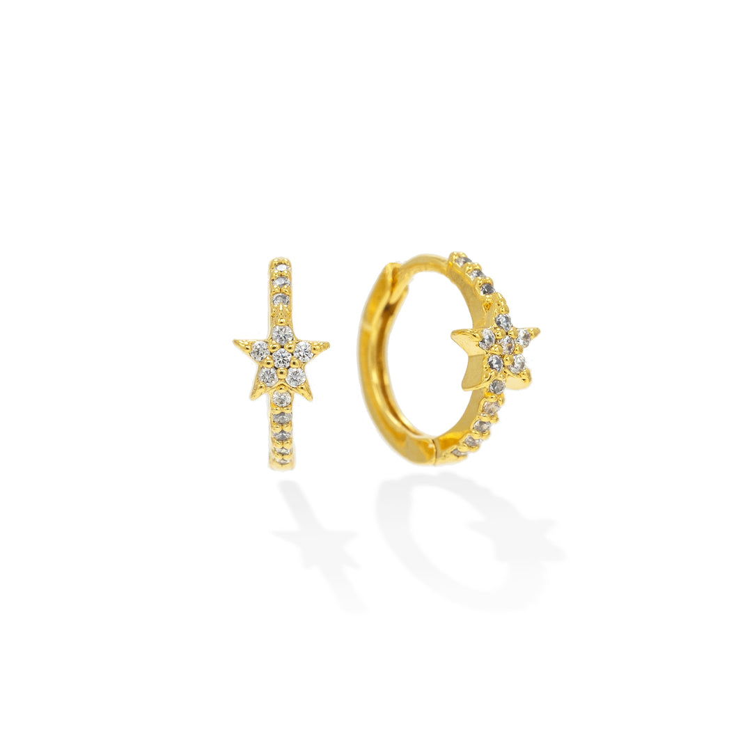 gold  star huggie hoop earrings