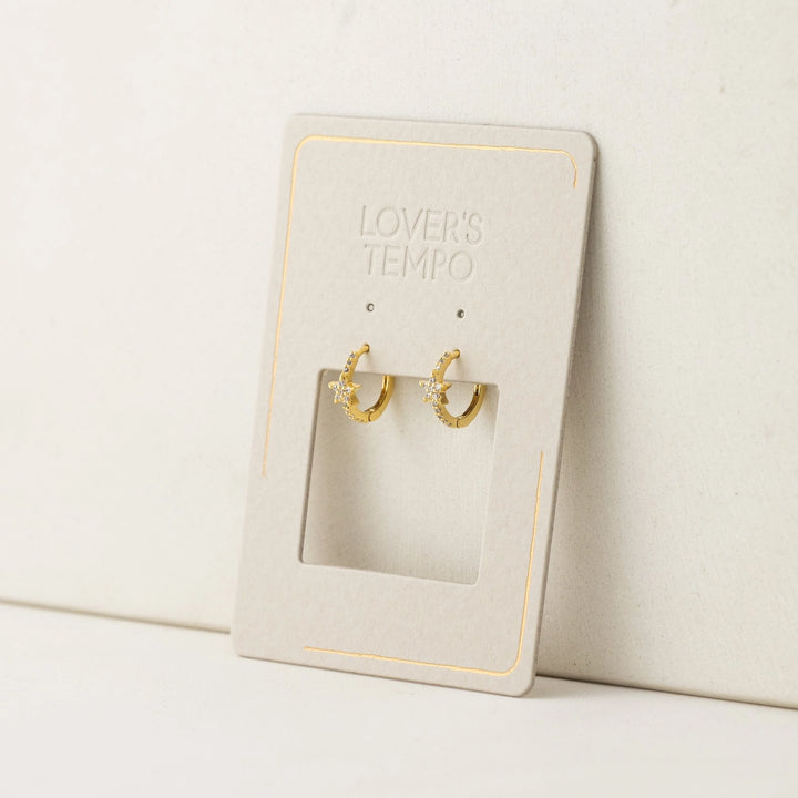 gold  star huggie hoop earrings