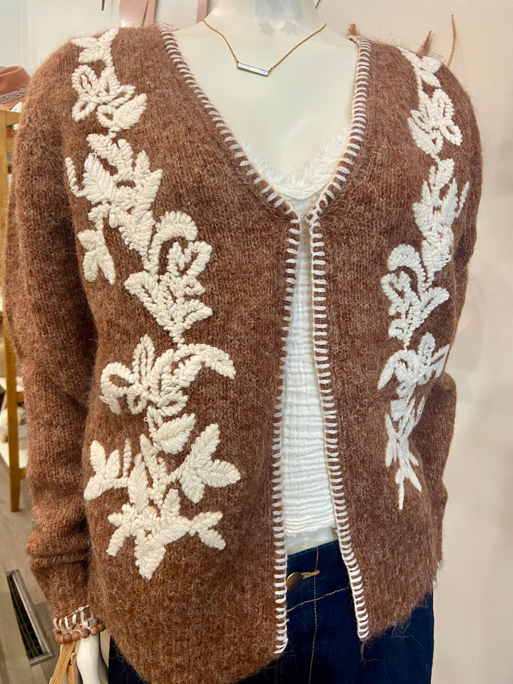 Alize Embroidered Knit Cardigan