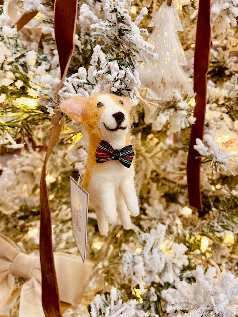 Dapper Corgi Felt Ornament