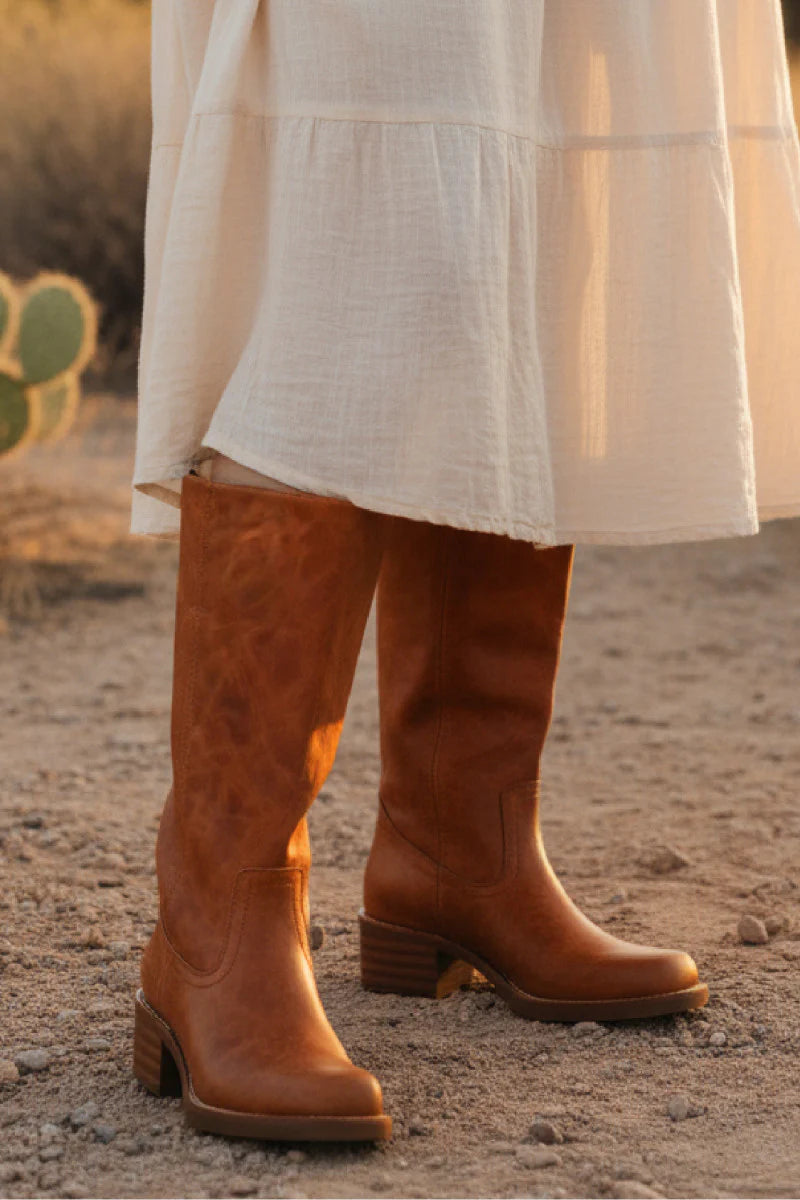 Frye & Co Miranda 14 Boot showing ankle-high leather boot with decorative stitching and classic rugged style.