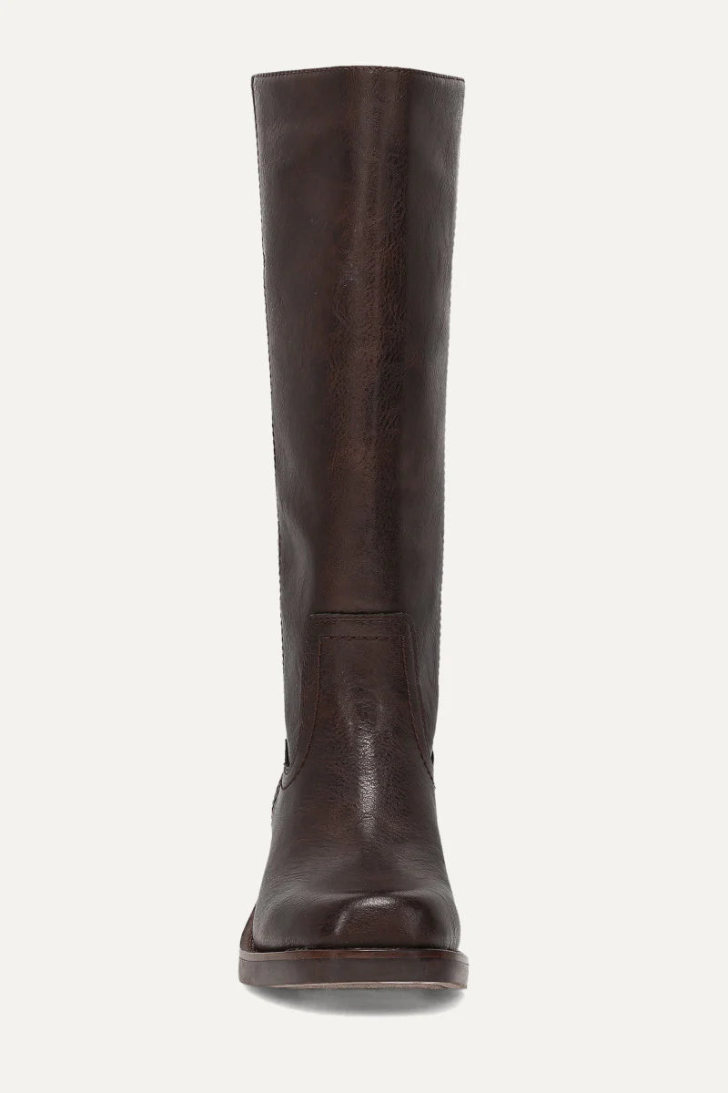 Frye & Co Miranda 14 Boot, black leather ankle boot with lace-up design and sturdy sole, stylish and comfortable footwear.