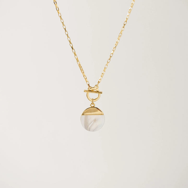 mother of pearl pendant gold plated Toggle Necklace