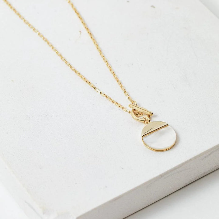 mother of pearl pendant gold plated Toggle Necklace