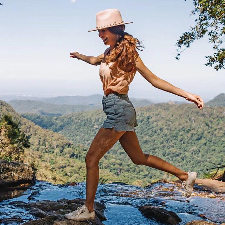 pink wool felt brim safari hat with leather  studded band