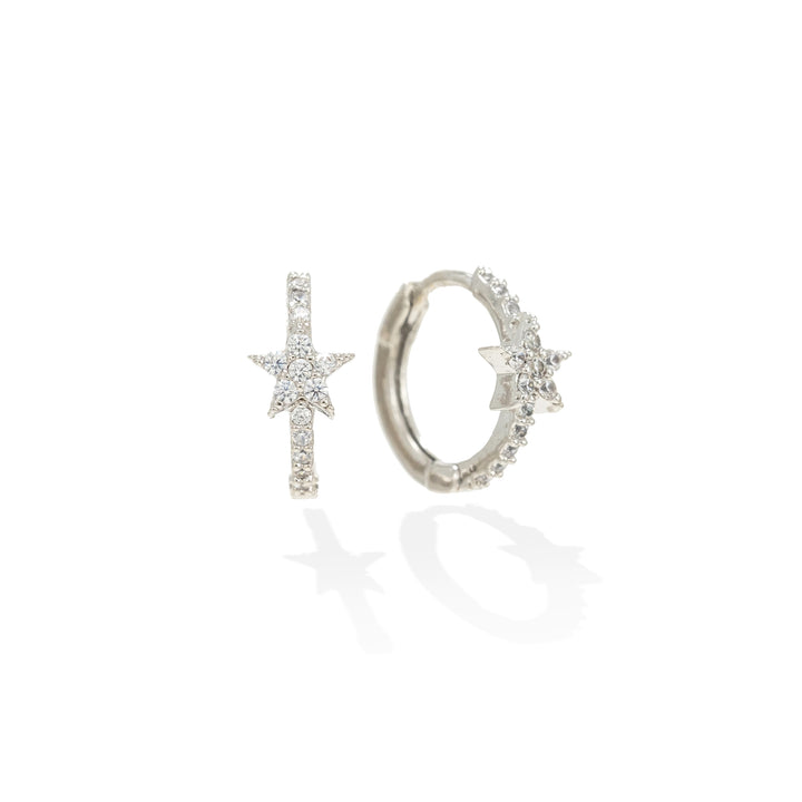 silver star huggie hoop earrings