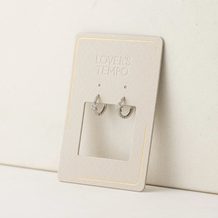 silver star huggie hoop earrings