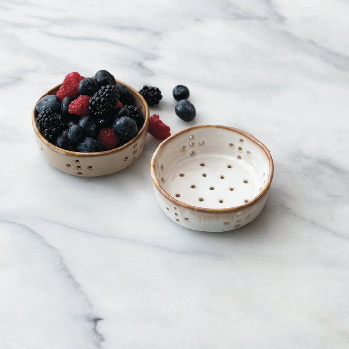Small stoneware berry bowl colander