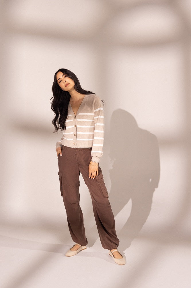 women's brown cargo pant trouser