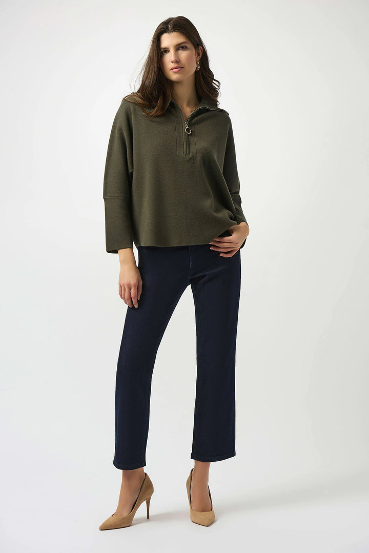 Boxy Zip Pullover Sweater