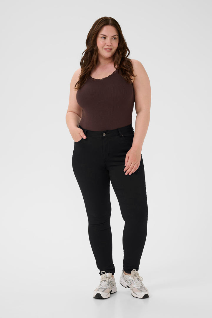 women's plus size slim fit stretch black denim pant