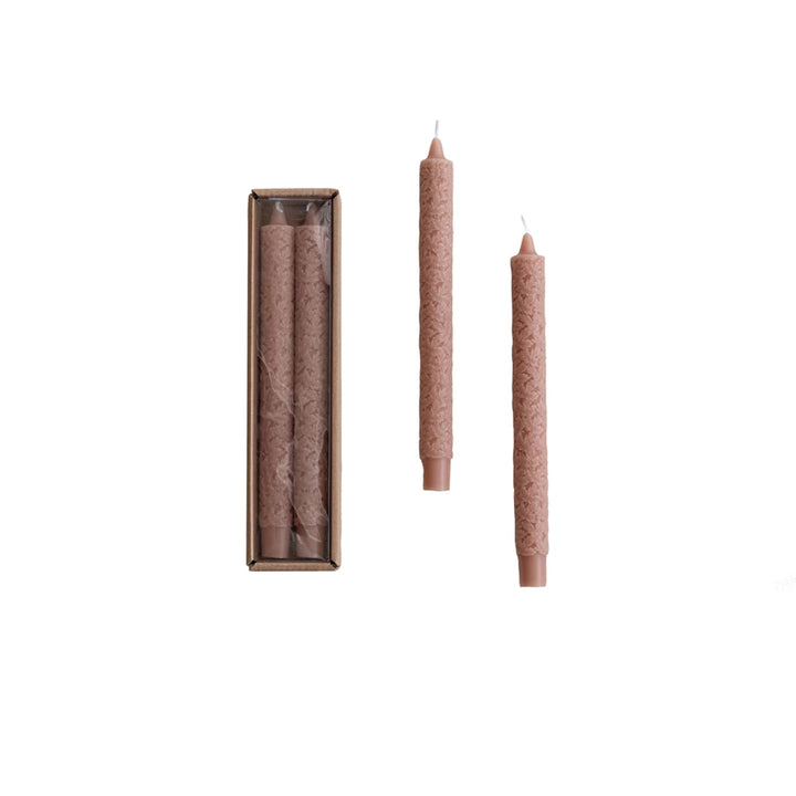 Maple Leaf Pattern Taper Candles- Set of 2